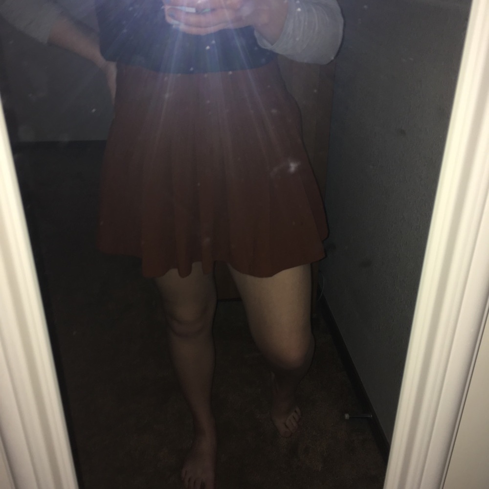 Orange Chiffon Pleated Skirt